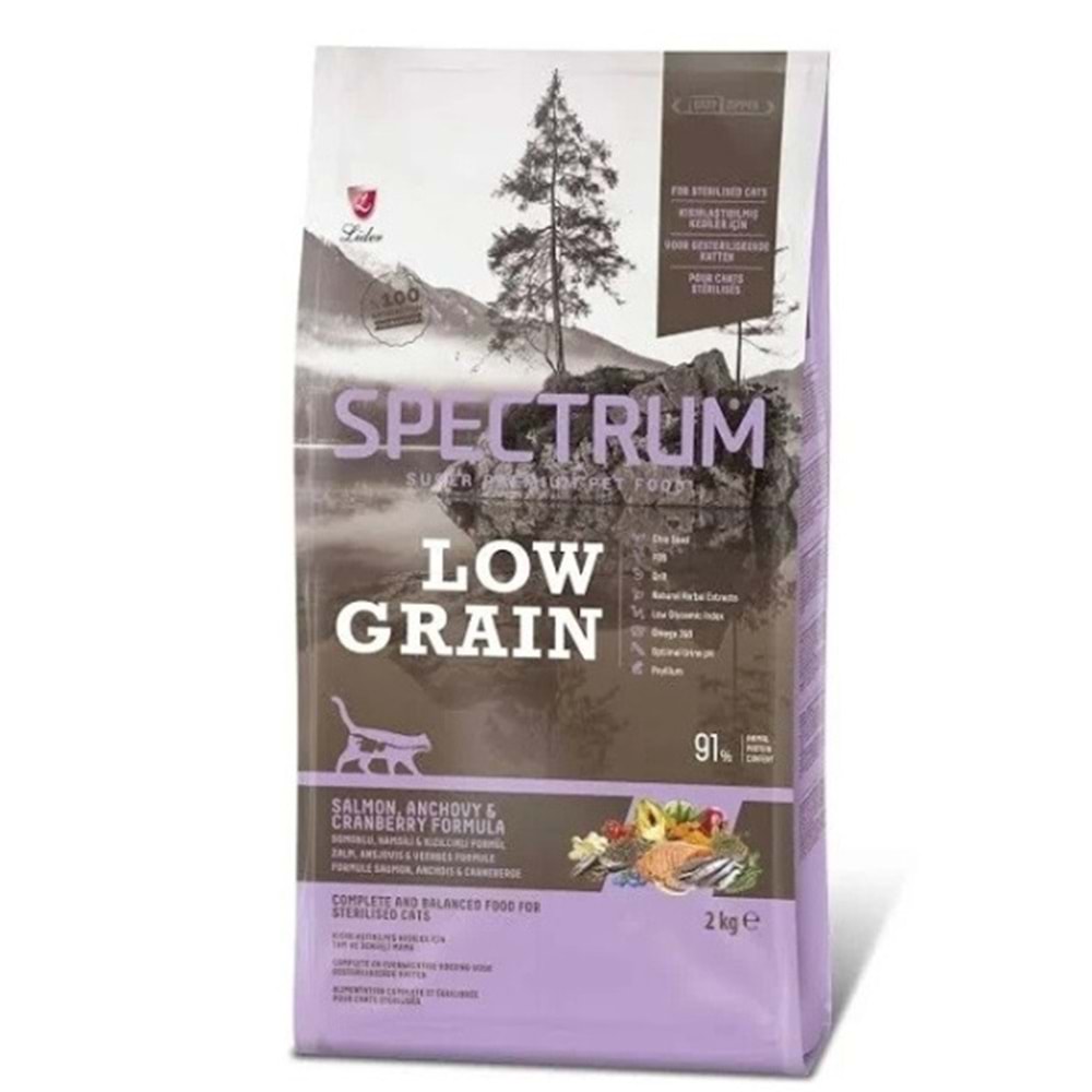 Spectrum Somonlu Hamsili ve Kızılcıklı Düşük Tahıllı Kısırlaştırılmış Kedi Maması 2 Kg