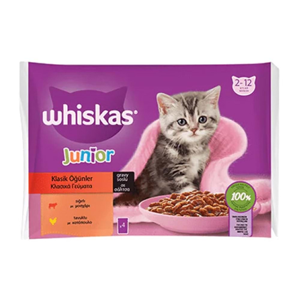 WHİSKAS POUCH YAVRU KİTTEN ET ÇEŞİTLERİ ( 4 LÜ PAKET ) 4x85 GR