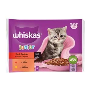 WHİSKAS POUCH YAVRU KİTTEN ET ÇEŞİTLERİ ( 4 LÜ PAKET ) 4x85 GR